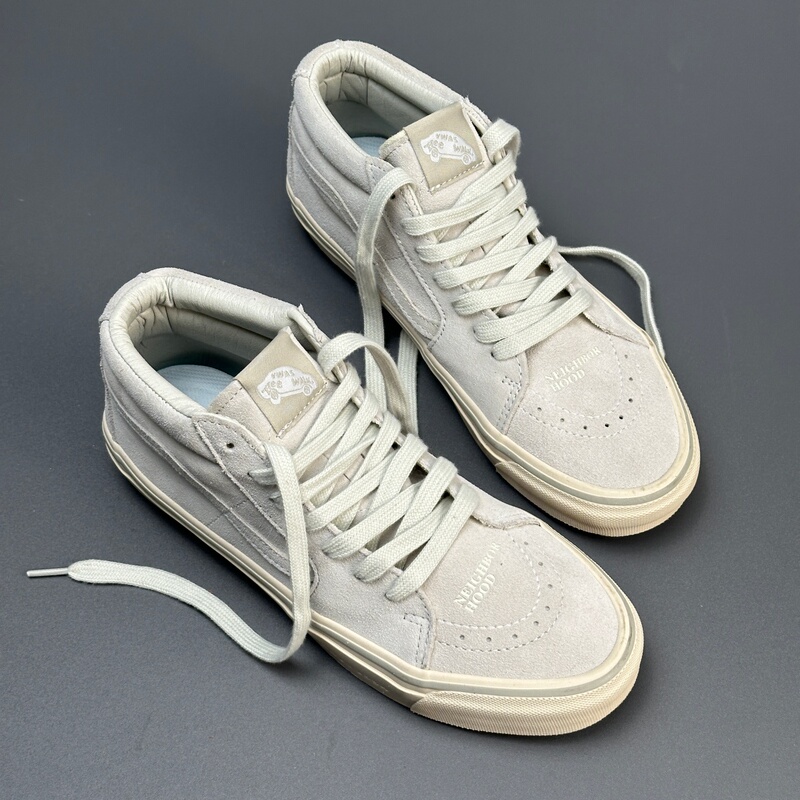 Nbhd Collaboration Sk8Mid Off-White Suede Mid-Top Retro Skate Casual Shoes for Men and Women