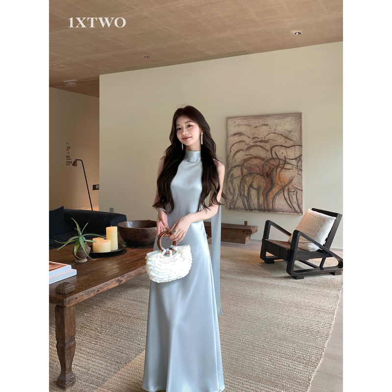 1Xtwo Elegant and Noble High-End Ribbon Sleeveless Dress for Women, Glossy and Graceful, Waist-Cinching Tank Dress, Long Dress 1Xtwo Elegant and Noble High-End Ribbon Sleeveless Dress for Women, Glossy and Graceful, Waist-Cinching Tank Dress, Long Dress