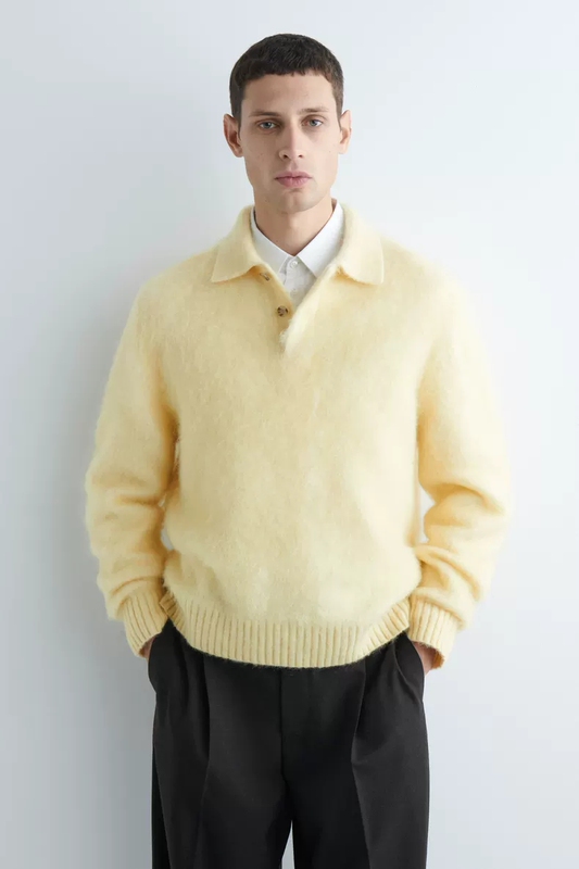 C&S Men's Casual Wool Blend Long Sleeve Polo Sweater 2025 Winter New Product 1322820001