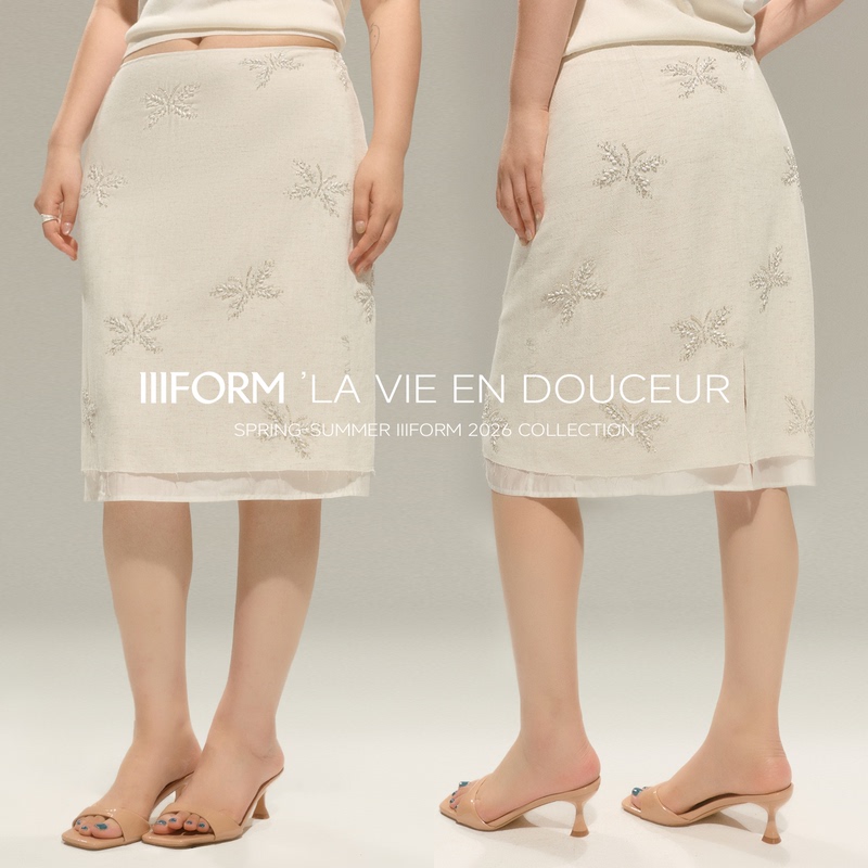 Iiiform "Regenerated Cellulose Fiber Linen" Plus Size Minimalist Luxury Heavy Embroidery Vacation Skirt Iiiform "Regenerated Cellulose Fiber Linen" Plus Size Minimalist Luxury Heavy Embroidery Vacation Skirt