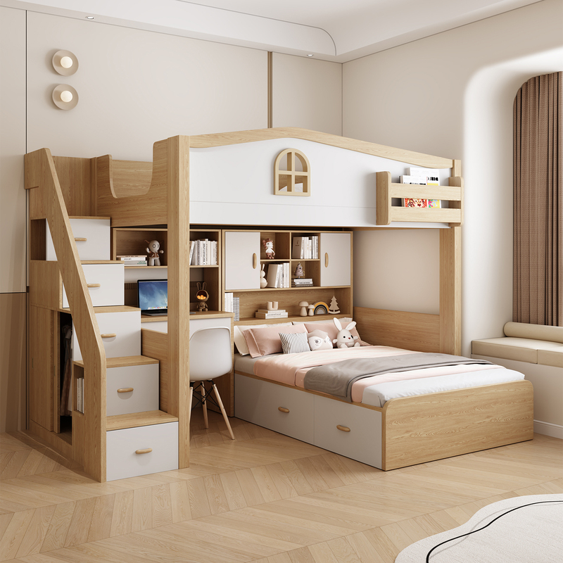 Bunk Bed, Double-Decker Bed, Home-Use Children's Bed, Staggered Height Bed, Small Apartment Double Bed, Two-Layer Interlocking Bed Bunk Bed, Double-Decker Bed, Home-Use Children's Bed, Staggered Height Bed, Small Apartment Double Bed, Two-Layer Interlocking Bed