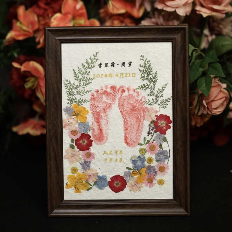 Step by Step, Flowers Bloom: One-Year-Old's Hand, Foot, and Footprint Dried Flower Photo Frame to Commemorate the Hundred-Day Ceremony, DIY A4 Wooden Desktop Display Stand Step by Step, Flowers Bloom: One-Year-Old's Hand, Foot, and Footprint Dried Flower Photo Frame to Commemorate the Hundred-Day Ceremony, DIY A4 Wooden Desktop Display Stand