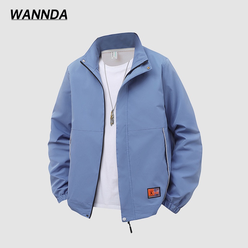 Casual Style Stand-Up Collar Jacket for Men 2026 Autumn New Blue Versatile Solid Color Zipper Loose Versatile Jacket for Men