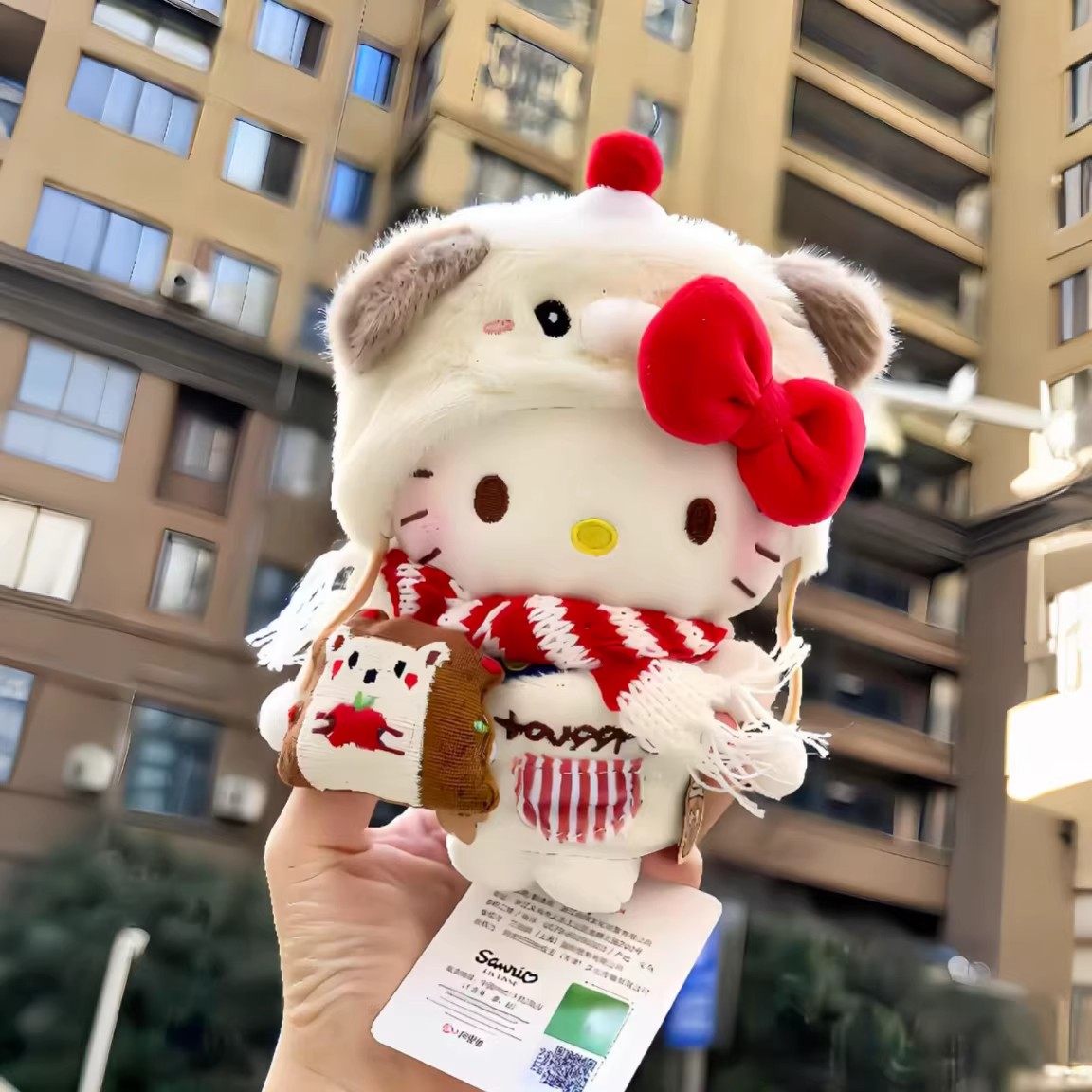 【正規品】ハローキティのぬいぐるみキーホルダーバックパックアクセサリー。彼女の誕生日や親友へのプレゼントに最適 - かわいい