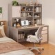 German high-looking desk and bookshelf integrated computer table