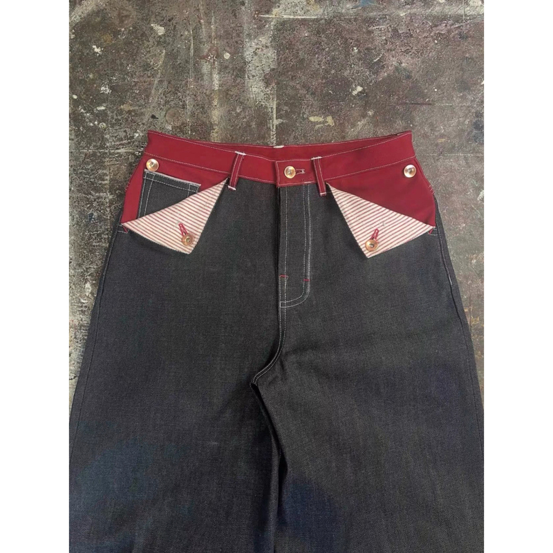 Hjkj Original "Red Rabbit Red Devil" Elegant and Trendy Luxury Raw Denim Cleanfit Commuter Jeans for Men and Women