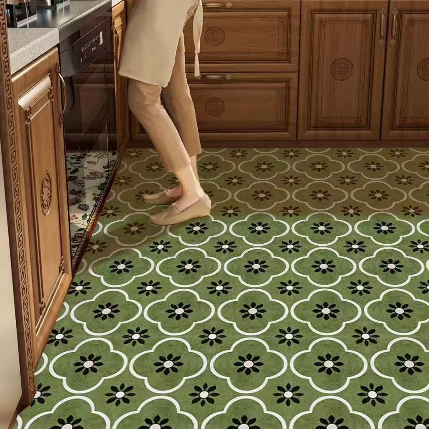 Kitchen PVC oil-proof, waterproof, no-wash, dirt-resistant floor mat