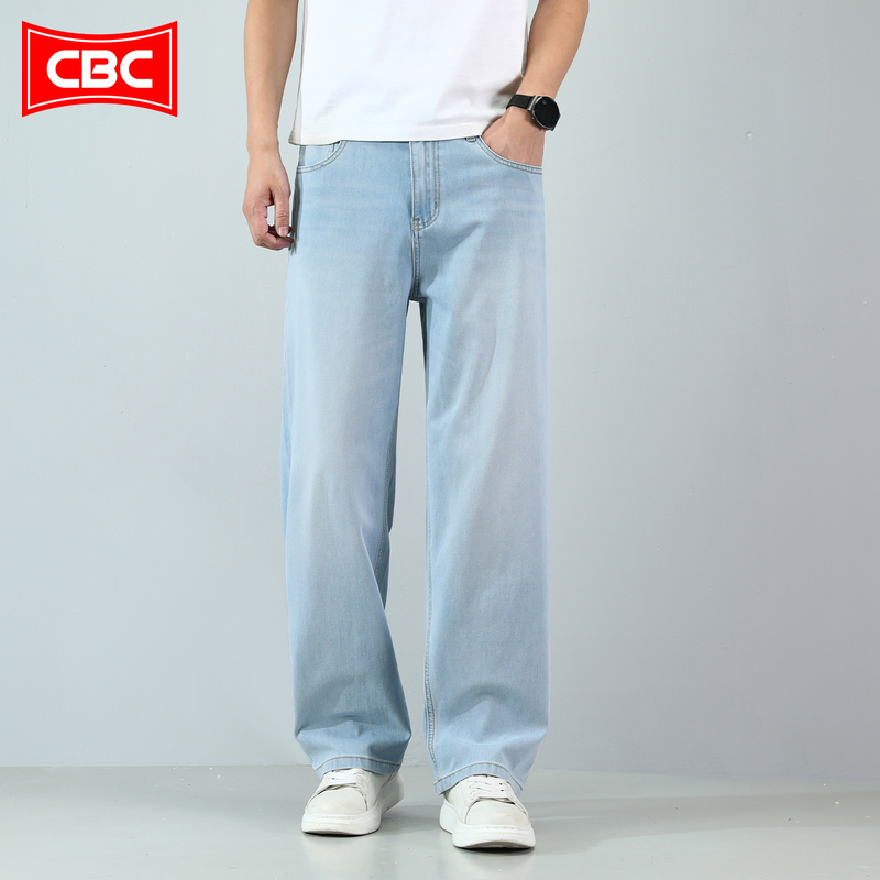 Cbc Elastic Wide-Leg Pants Ivory White 2026 Summer New Thin Style Men's High-End Loose Casual Straight-Leg Jeans Cbc Elastic Wide-Leg Pants Ivory White 2026 Summer New Thin Style Men's High-End Loose Casual Straight-Leg Jeans
