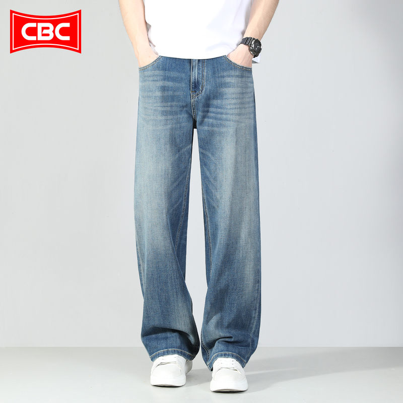 Cbc Light Retro Blue Wide-Leg Jeans for Men 2026 Summer and Autumn New Thin Style High-End Brand Loose Straight Long Pants Cbc Light Retro Blue Wide-Leg Jeans for Men 2026 Summer and Autumn New Thin Style High-End Brand Loose Straight Long Pants