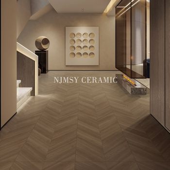 French retro style restaurant wood grain tiles, high-end herringbone wood floor tiles, bedroom anti-slip floor tiles