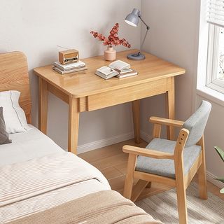 实木腿书桌小户型电脑桌台式学生家用带抽屉桌子卧室学习写字桌