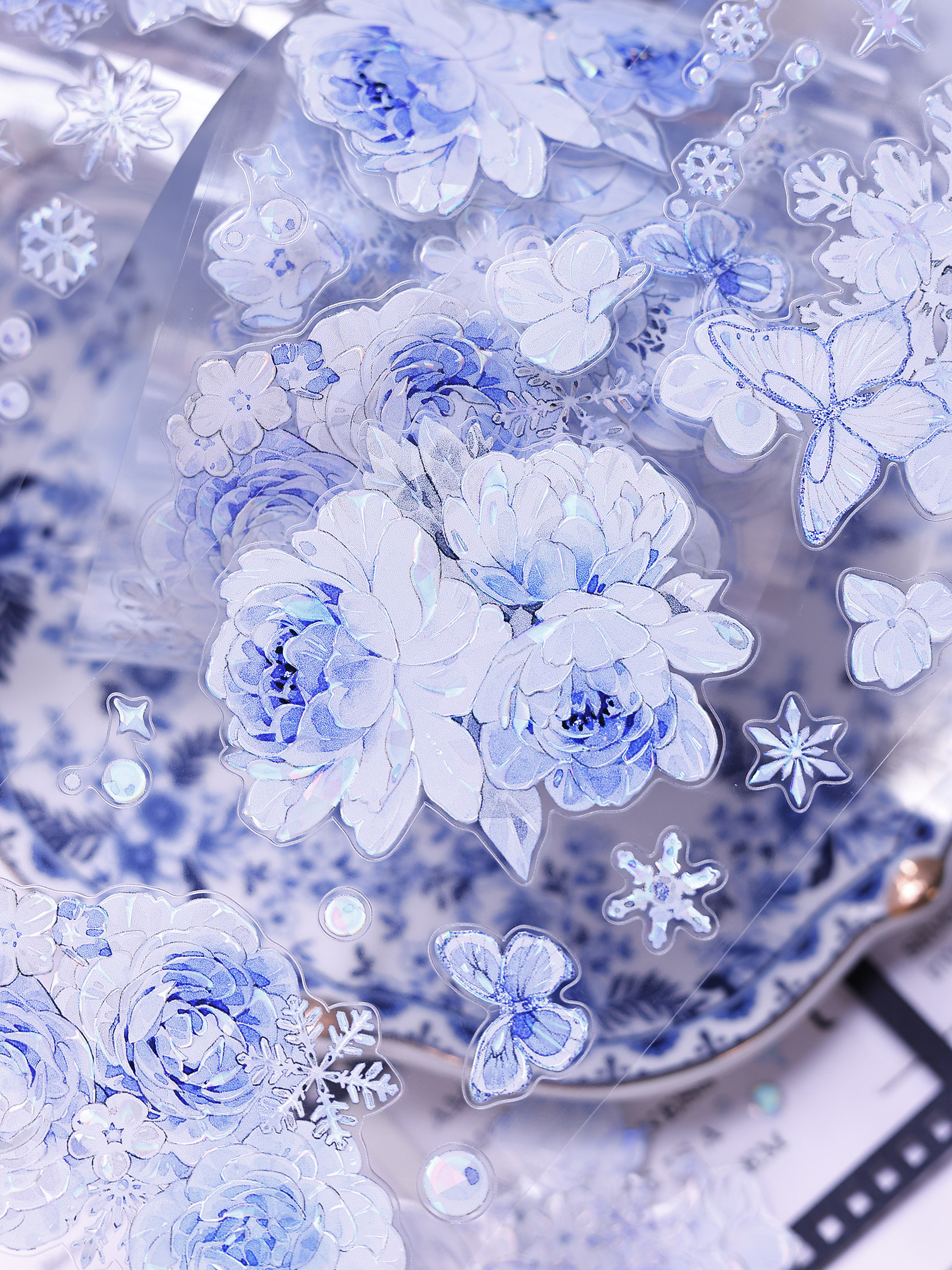 10%OFF】映雪藍 レトロで清らかな雪の結晶 和紙 PET シェルライト型