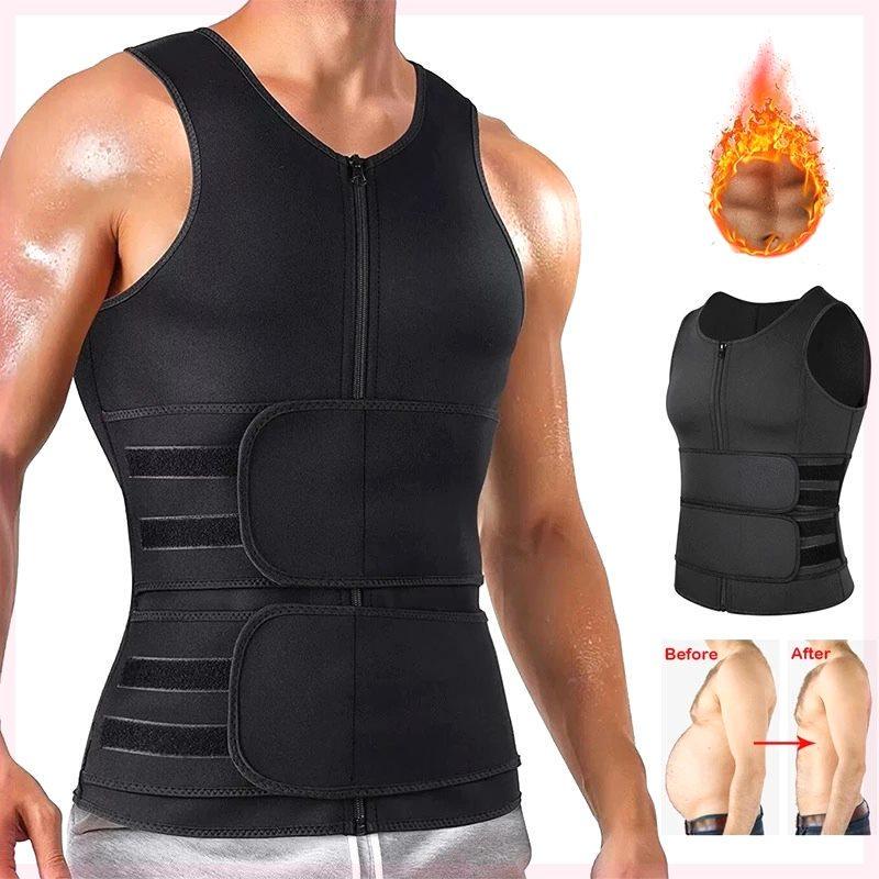 Factory Direct Sales Amazon Men's Sports Shapewear Neoprene European and American Large Size Waist-Cinching and Tummy-Tucking Vest for Sweating
