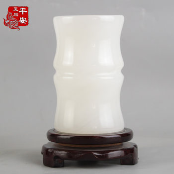 Natural jade pen holder, office stationery, creative business gifts, home crafts, afghan jade ornaments, small vase