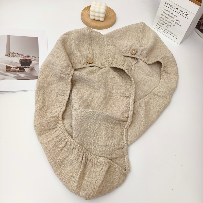 【Hemp Hair Drying Cap】21-Count Double-Strand Double-Layer Hemp Natural Color High-Weight Hair Drying Towel with Double Water Absorption and Quick Drying