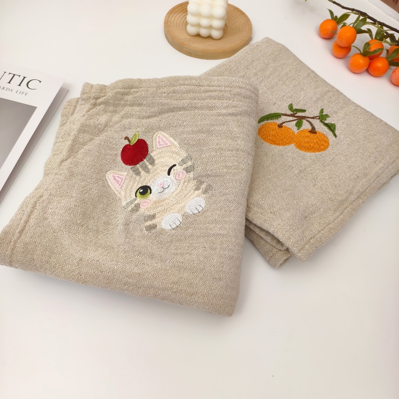 【Yulu High Weight Bath Towel】Hemp 21-Count Double-Strand Soft and Skin-Friendly, Suitable for Babies, Large Size Embroidered Bath Towel