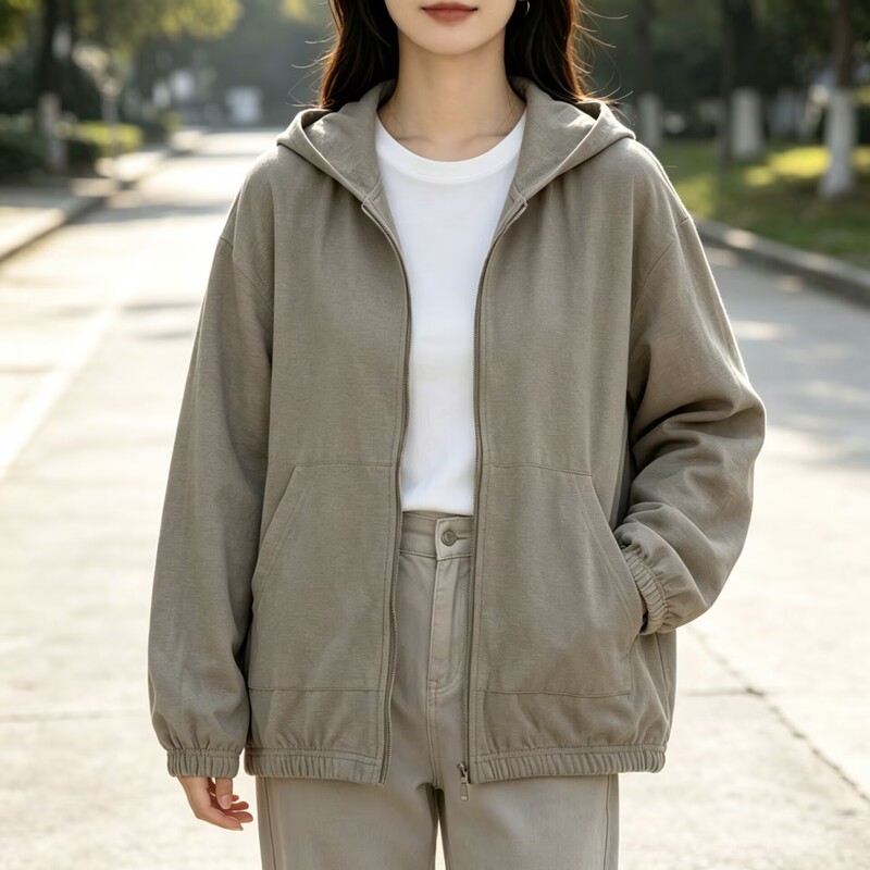 [Hanma Zipper Jacket] Autumn and Winter Thick Hemp Knitted Hooded Jacket, Casual and Versatile, Skin-Friendly, Unisex