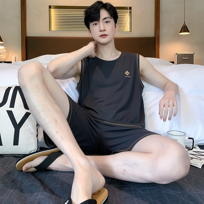 Fentenkean Men's Pajamas Summer Modal Vest Shorts Thin Cool Ice Silk High-End Home Wear Set Fentenkean Men's Pajamas Summer Modal Vest Shorts Thin Cool Ice Silk High-End Home Wear Set