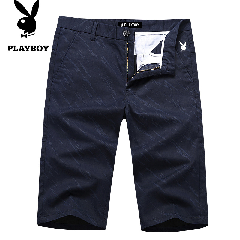 Playboy Trendy Men's Shorts, Summer Loose Cropped Pants, Korean Style Casual Mid-Length Pants, Business Straight-Leg Pants