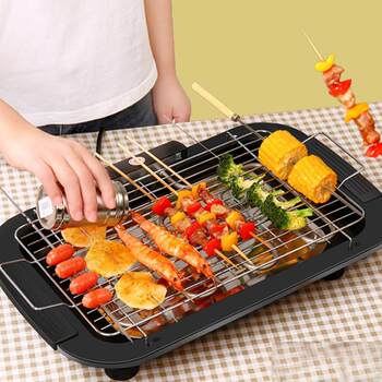 Household electric barbecue grill electric grill baking pan smokeless barbecue grill skewers frying pan indoor multi-functional barbecue appliances