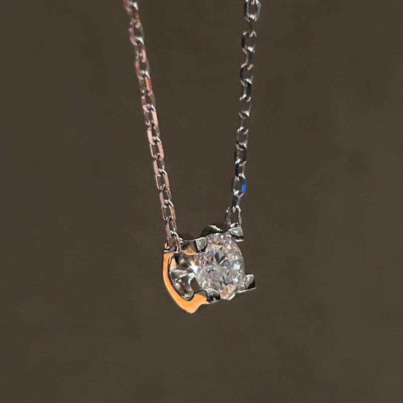 【Cultivated Diamond Bull Head Necklace】70 Points·Cvd/Hpht Cultivated Diamond·Thick Rhodium-Plated Gold