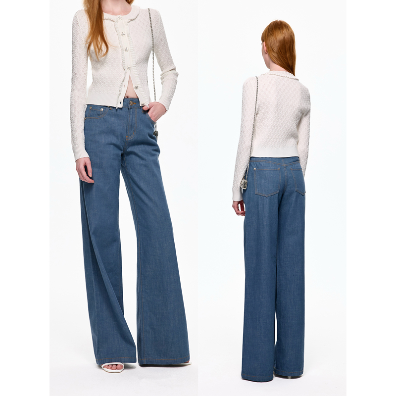 Jovvi "Qinglie Denim" Light Blue 100% Cotton Fashionable Casual Solid Color Straight-Leg All-Season Denim Pants Jovvi "Qinglie Denim" Light Blue 100% Cotton Fashionable Casual Solid Color Straight-Leg All-Season Denim Pants