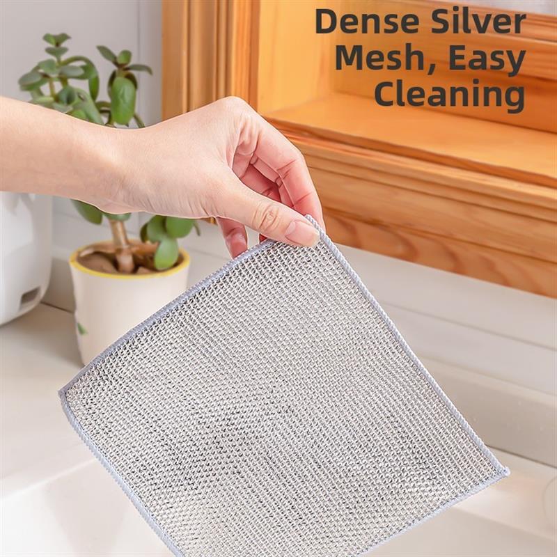 Steel Wire Dishwashing Cloth, Steel Wire Ball Cleaning Cloth, Kitchen-Specific Metal Wire Cleaning Cloth, Double-Sided Silver Wire Imitation Steel Wire