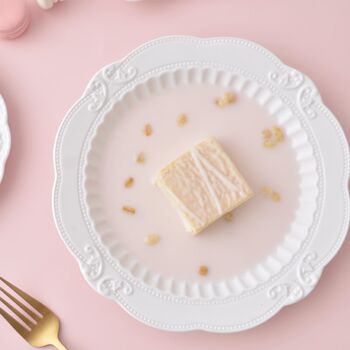 Pure white european-style embossed western steak plate dining utensils household ceramic soup plate 8-inch deep dish dim sum dish