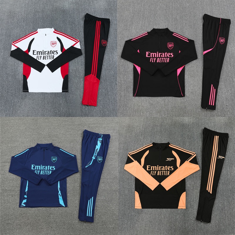Arsenal Half-Zip Long-Sleeved Training Uniform Set for Adults, Kidsren and Students, Autumn and Winter Sports Competition Warm-Up