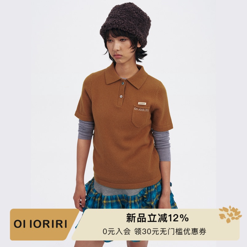 Oi Ioriri Cashmere Knit Polo Shirt, Soft and Skin-Friendly, Breathable, Drop Shoulder Short-Sleeve Knitwear, 2026 Autumn
