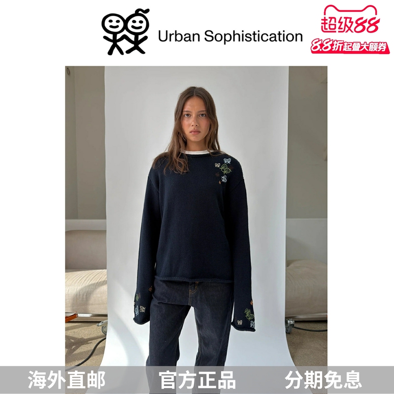 Official Website Genuine Urban Sophistication Stickman Sweater Round Neck Rolled Edge Embroidered Knit Top Official Website Genuine Urban Sophistication Stickman Sweater Round Neck Rolled Edge Embroidered Knit Top