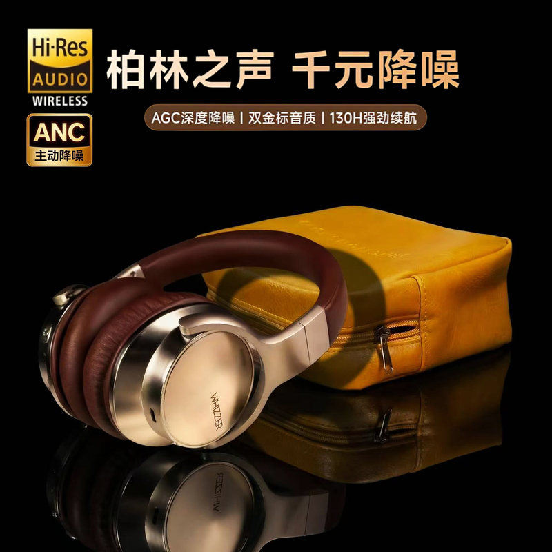 German Berlin Sound Over-Ear Active Noise Cancelling Wireless Bluetooth Headphones Hifi Retro Anc Heavy Bass Headset