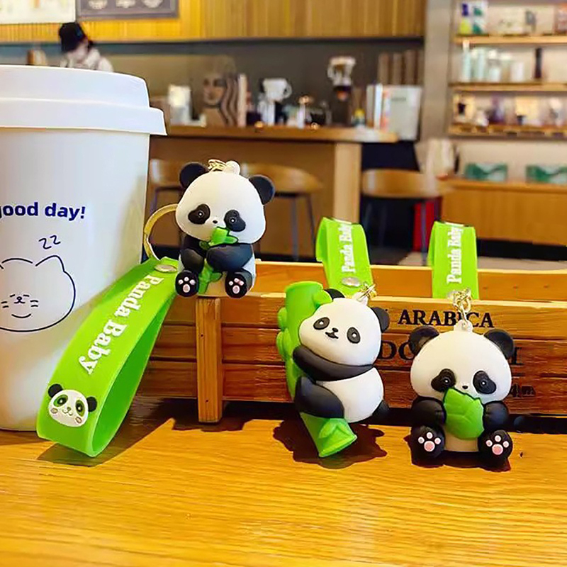 Cute Bamboo Panda Keychain Sichuan Chengdu Giant Panda Cartoon Pendant Claw Machine Small Gift Printed Logo Cute Bamboo Panda Keychain Sichuan Chengdu Giant Panda Cartoon Pendant Claw Machine Small Gift Printed Logo