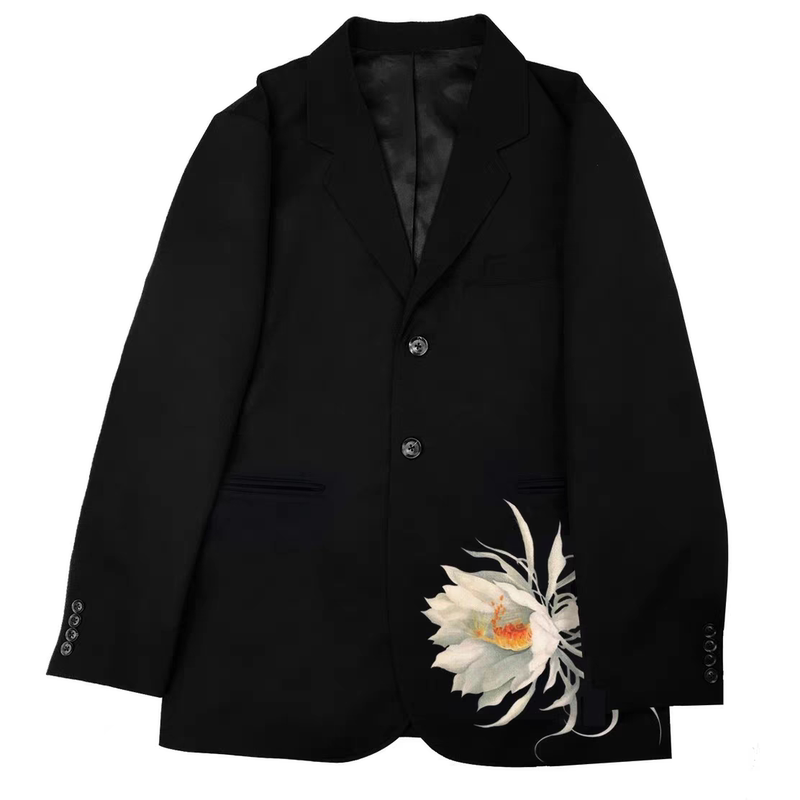 Dark Style Moonlight Beauty Epiphyllum Suit Casual Fashion Printed Jacket Unisex Dark Style Moonlight Beauty Epiphyllum Suit Casual Fashion Printed Jacket Unisex