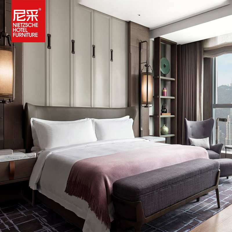 Fashion star hotel matching furniture hotel standard room suite public area lobby furniture hotel bed solid wood whole house