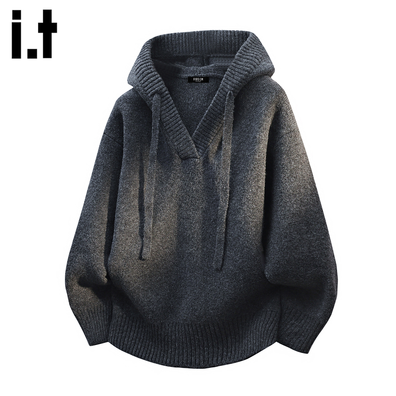 It: 5Cm/Fivecm Loose Hooded Sweater for Men, 2026 Spring and Autumn New Versatile Atmospheric Knit Top