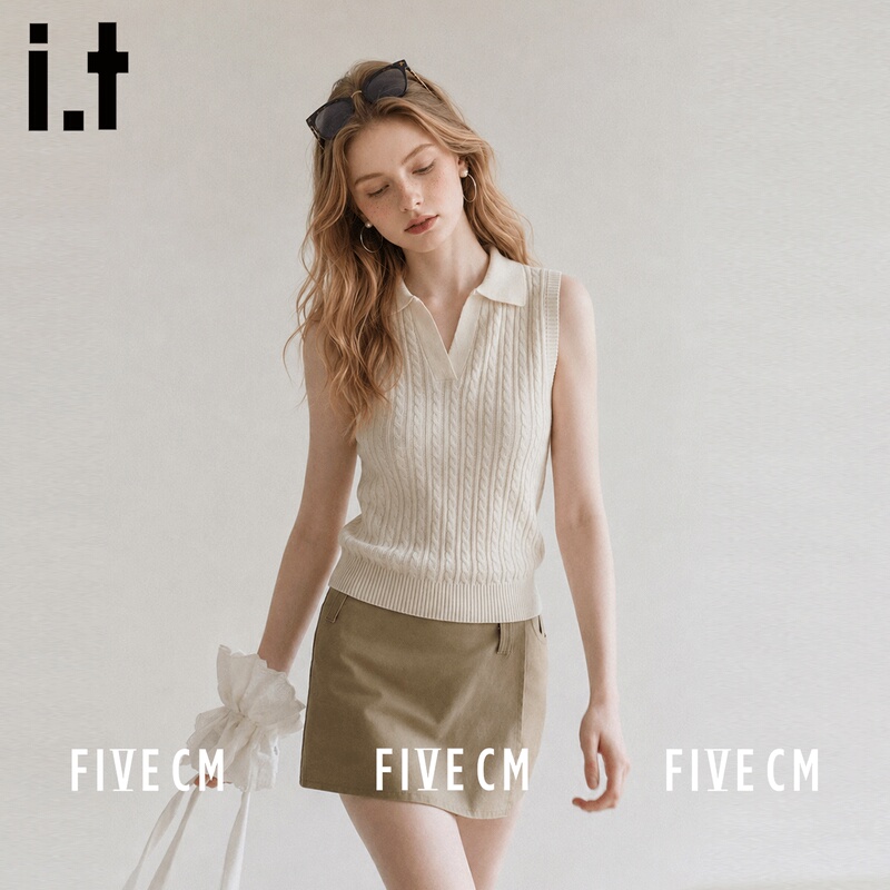 5cm Elegant Polo Collar Women's Top 2026 Summer Twist Sleeveless Casual Versatile Slim Fit T-Shirt 5cm Elegant Polo Collar Women's Top 2026 Summer Twist Sleeveless Casual Versatile Slim Fit T-Shirt