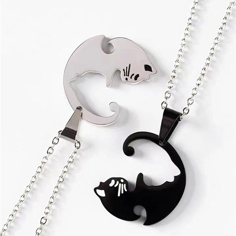 matching couple necklace set – simple friendship pendant jewelry gift