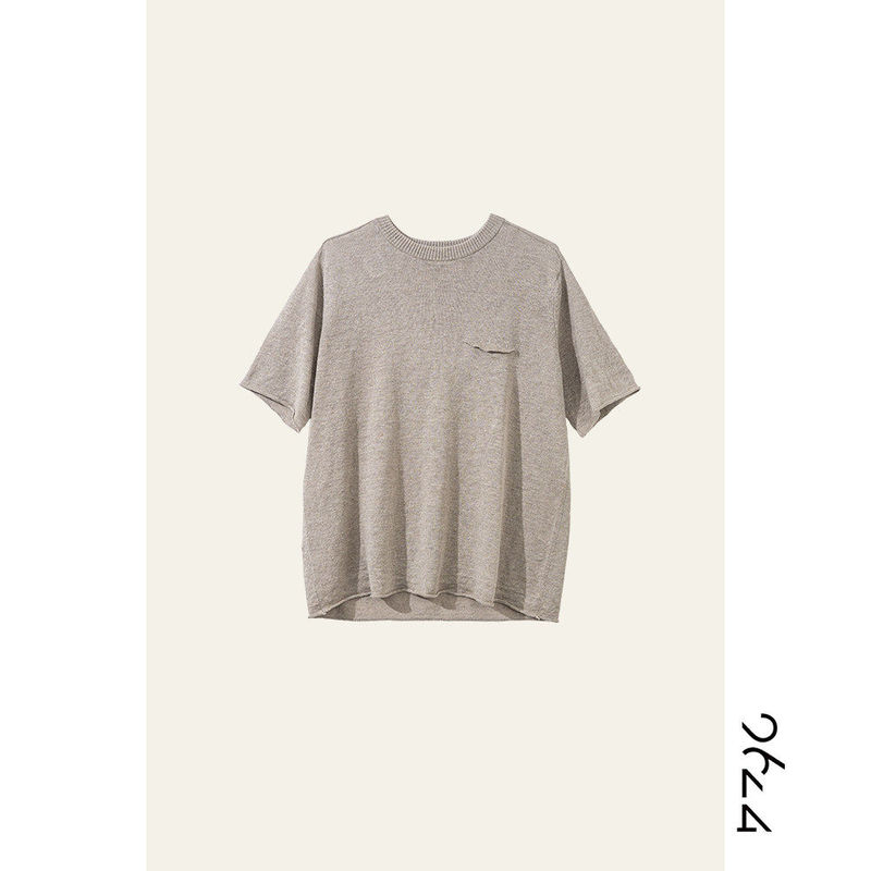 [Exclusive for Huahua Fans] 100% Wild Linen Minimalist Saddle-Shoulder Rolled-Edge Short-Sleeve T-Shirt 3535