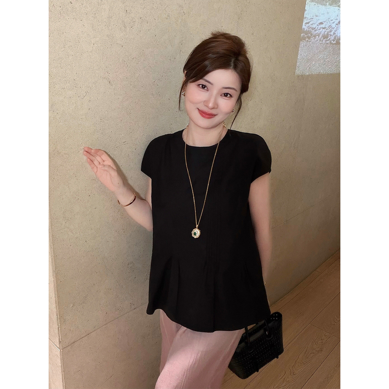Liangmonli/Liangmuli 2026 Summer New Style Pleated Short-Sleeved Women's Shirt Liangmonli/Liangmuli 2026 Summer New Style Pleated Short-Sleeved Women's Shirt