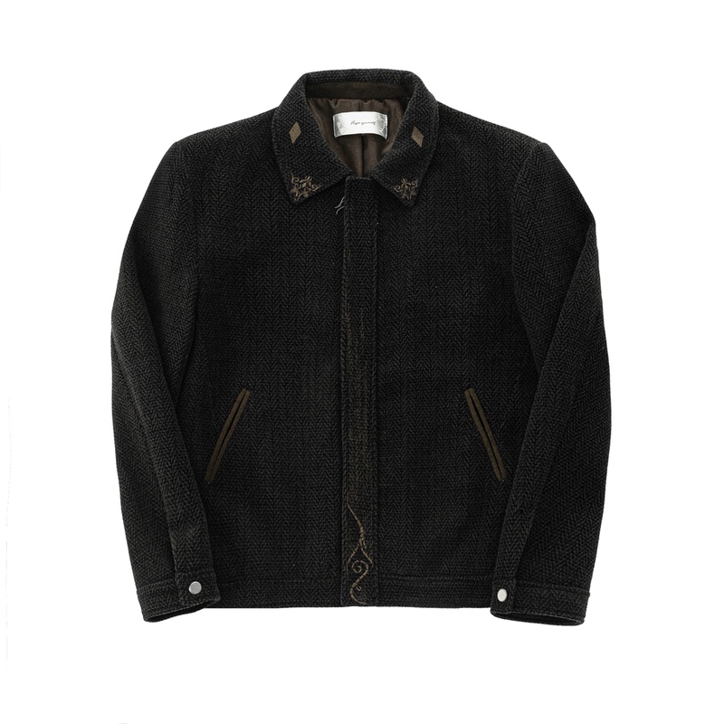Hypeyourself Same Style Per Mirror Crystal Rhombus Crystal Carving Embroidered Fish Pattern Chenille Patchwork Jacket