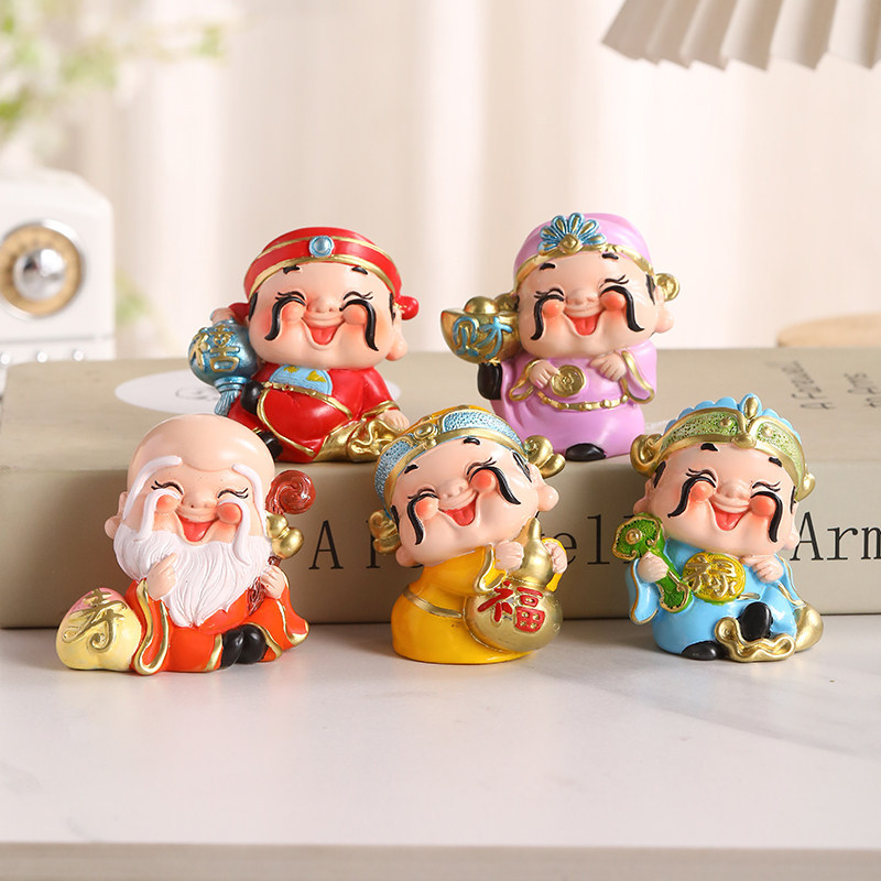 Live Broadcast Room Five-Way Wealth God Figurines for Home Use, Living Room, Entrance Hall, Office Desk, Housewarming Gift