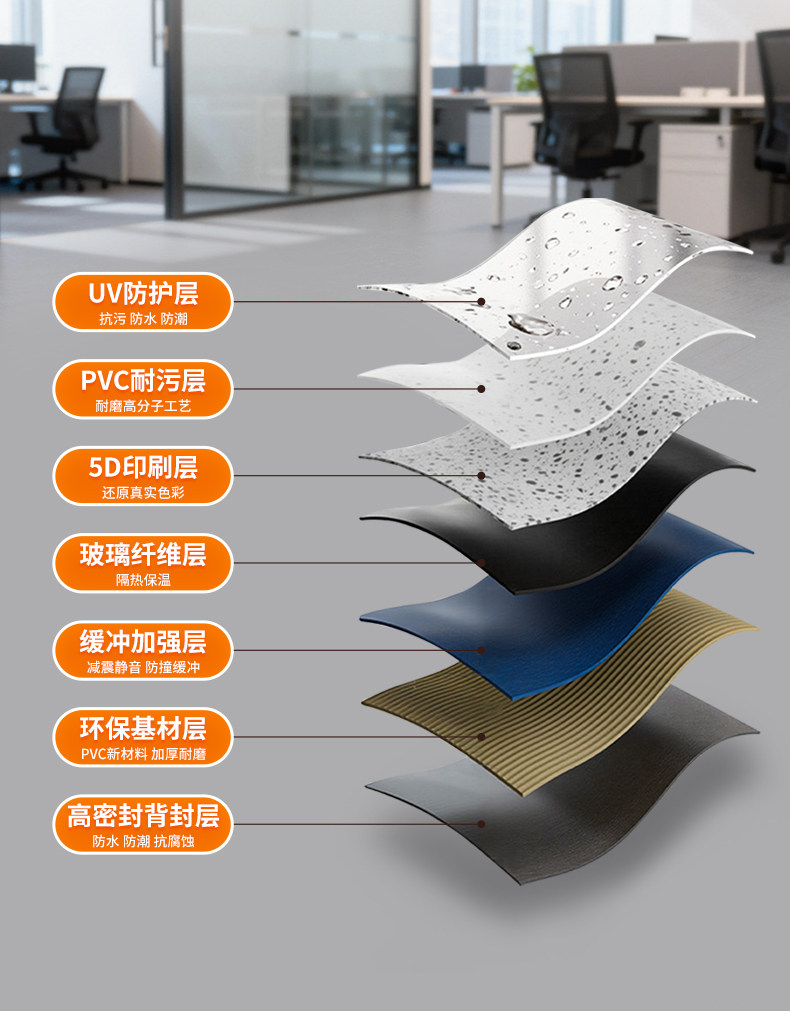 PVC Полы 商用pvc塑胶地板工厂车间加厚耐磨地面胶地垫水泥地直接铺地板革 Other home