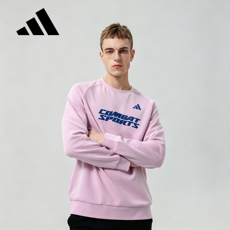 Adidas/Adidas Sweatshirt 2026 New Men's Pink Sports Casual Style Round Neck Pullover Long Sleeves Adidas/Adidas Sweatshirt 2026 New Men's Pink Sports Casual Style Round Neck Pullover Long Sleeves