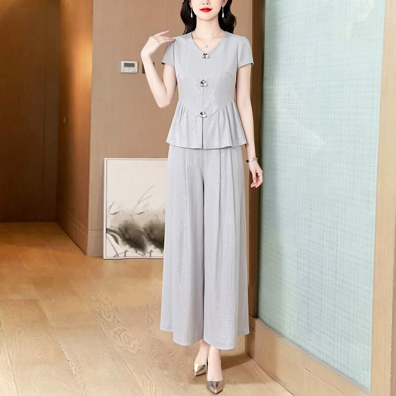 High-End Elegant Socialite Business Suit for Women, Summer Wear 2026, This Year's Popular Hot Item, 40-50 Year Old Mom's Super Hot Complete Set