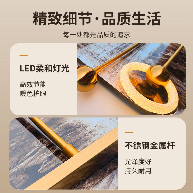 迎客松立体玄关装饰画过道走廊z轻奢led发光壁灯画新中式山水挂画