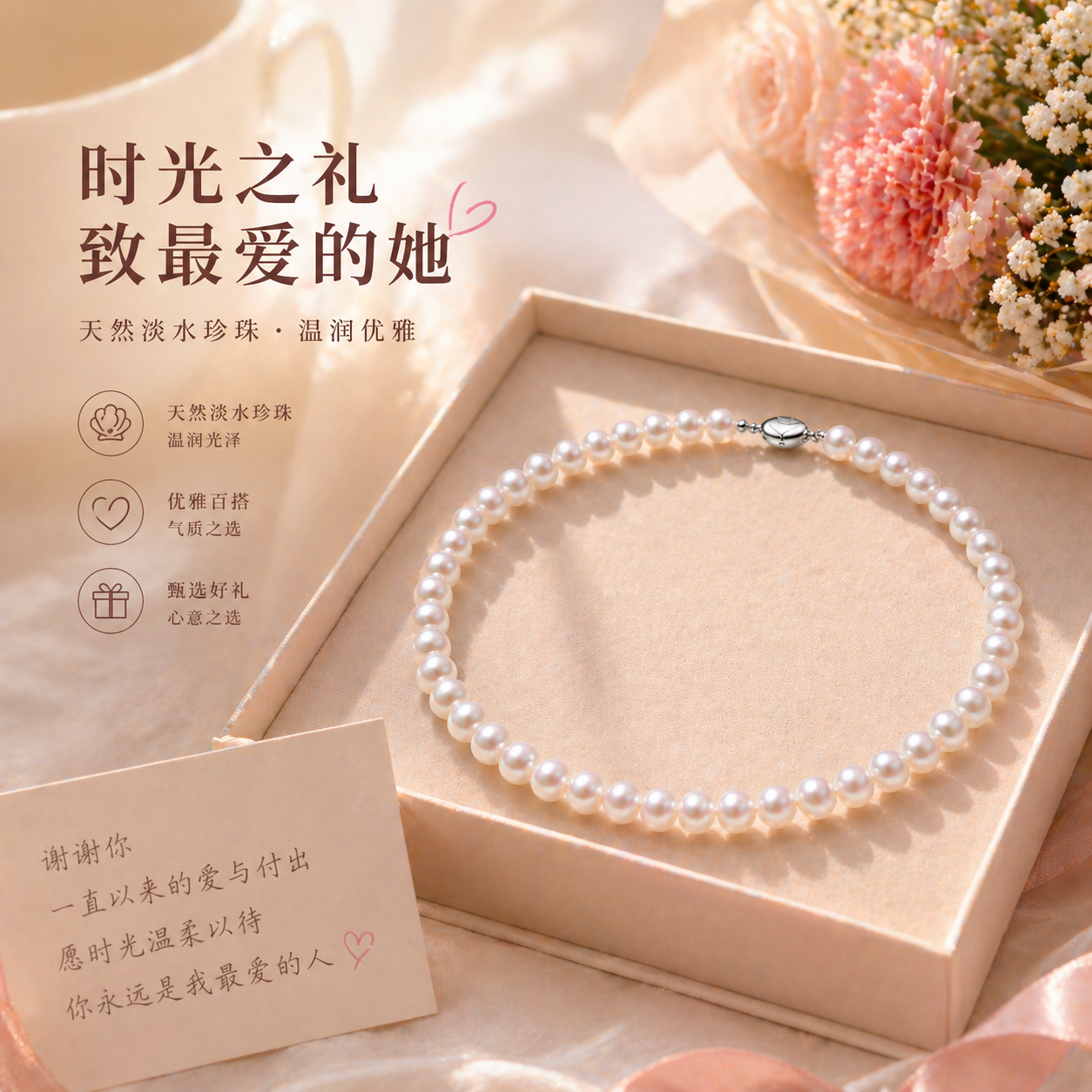 Authentic natural freshwater pearl necklace, necklace, gift for girlfriend, elders, mother-in-law, Mother's Day, Valentine's Day, birthday present