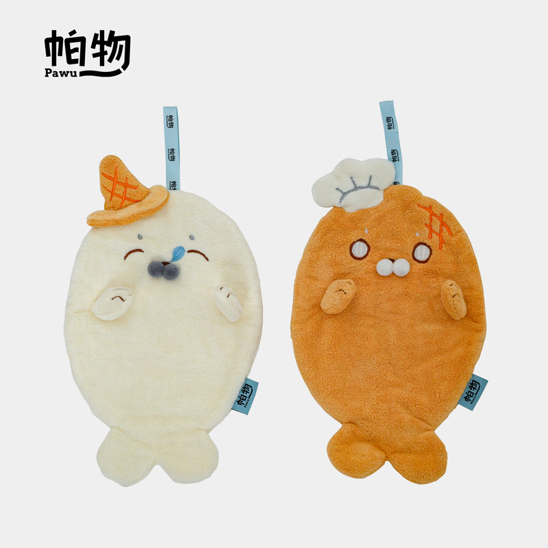 Cartoon Cute Thickened Square Towel, Hanging Type, Absorbent and Quick-Drying, Hand Towel for Bathroom