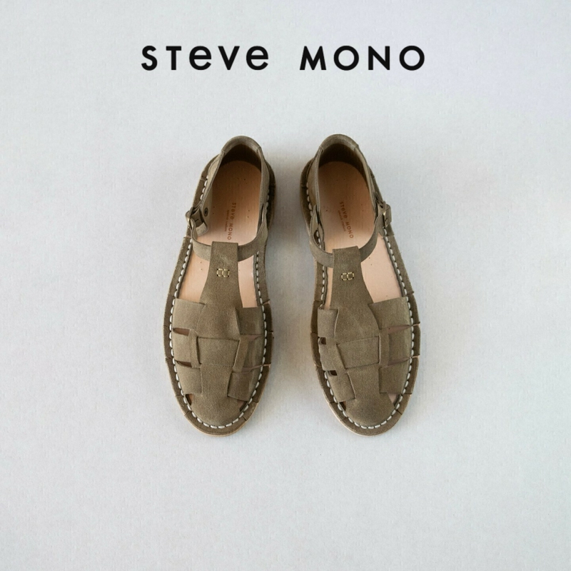 Steve Mono Classic Woven Roman Sandals Spanish Handmade Versatile Suede Style for Spring and Autumn 1001