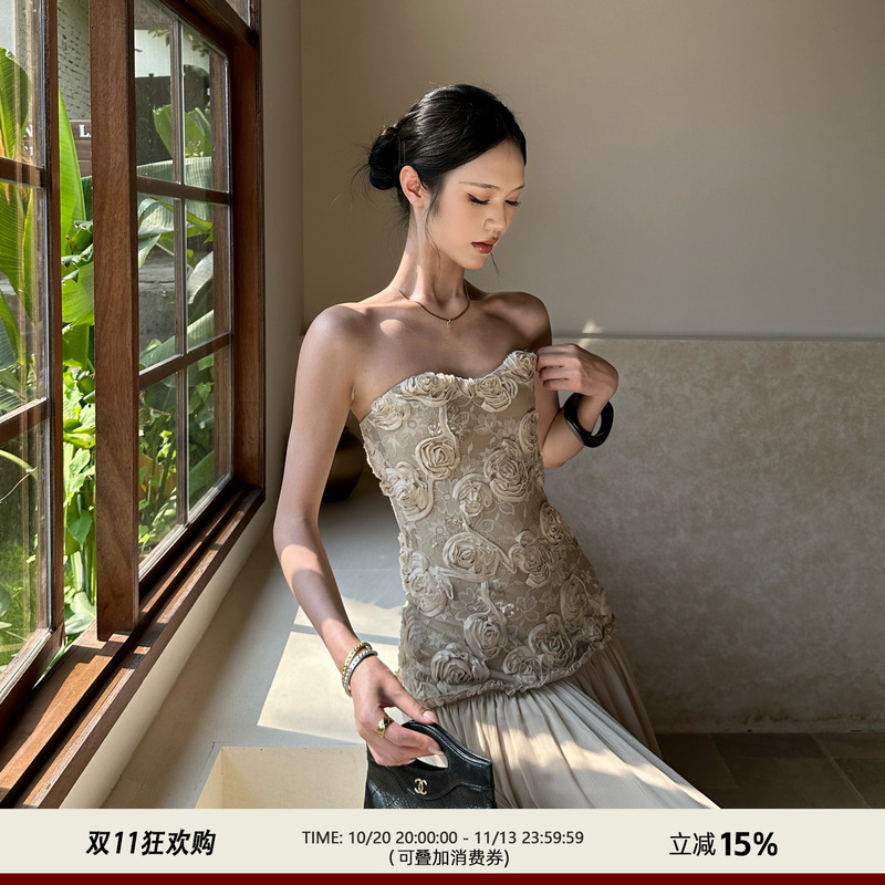202Ventus Milk Tea Color Strapless Vacation Dress Birthday Coming-Of-Age Ceremony Graduation Dress Bodycon Elegant Long Dress 202Ventus Milk Tea Color Strapless Vacation Dress Birthday Coming-Of-Age Ceremony Graduation Dress Bodycon Elegant Long Dress